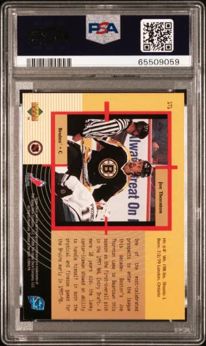 Joe Thornton SP Authentic Future Watch #171 Rookie RC PSA 7 back