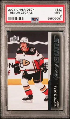 2021-22 Upper Deck Young Guns Trevor Zegras Rookie #232 PSA 9 front