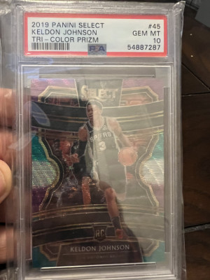 2019 Select Keldon Johnson tri-Color Prizm #45 PSA 10 front