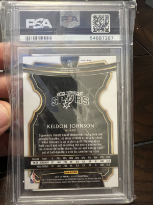 2019 Select Keldon Johnson tri-Color Prizm #45 PSA 10 back