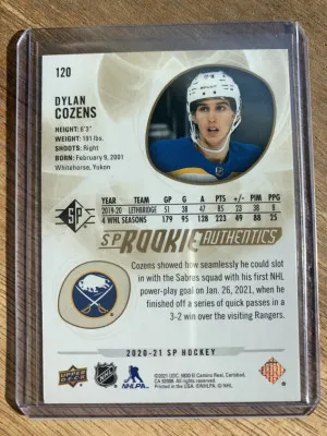 Dylan Cozens SP Rookie Authentics 029/999 back
