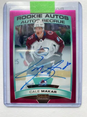 2019 O-Pee-Chee Platinum CALE MAKAR Matte Pink Rookie Auto RC /99 front