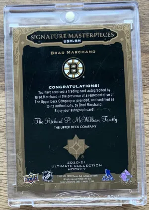 2020-21 Signature Masterpieces Brad Marchand back
