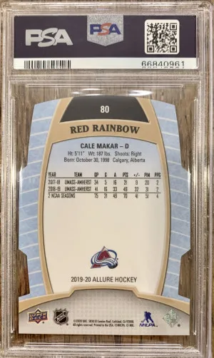 2019 Allure Cale Makar Rookie Red Rainbow PSA 9 back