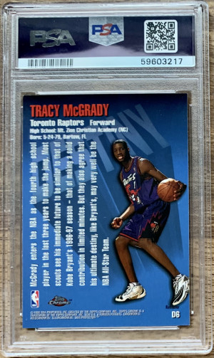 1997-98 Topps Chrome Destiny Refractor Tracy McGrady #D6 PSA 8 Rookie RC HOF back