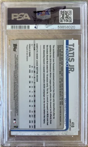 Fernando Tatis Jr 2019 Topps Complete Set White Jersey #410 PSA 10 back