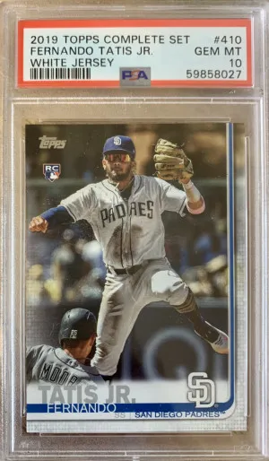 Fernando Tatis Jr 2019 Topps Complete Set White Jersey #410 PSA 10 front
