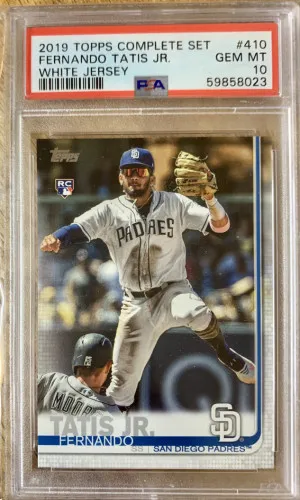 Fernando Tatis Jr 2019 Topps Complete Set White Jersey #410 PSA 10 front