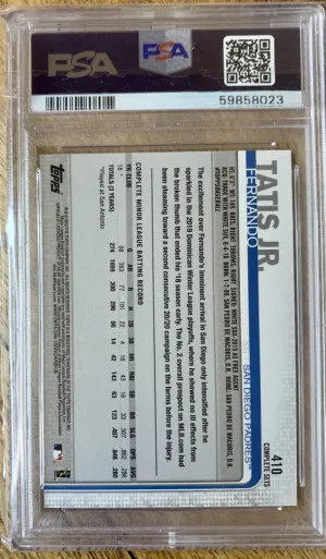 Fernando Tatis Jr 2019 Topps Complete Set White Jersey #410 PSA 10 back