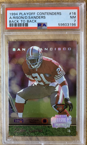 1994 Playoff Contenders Back-to-Back Andre Rison Deion Sanders #16 HOF PSA 7 front