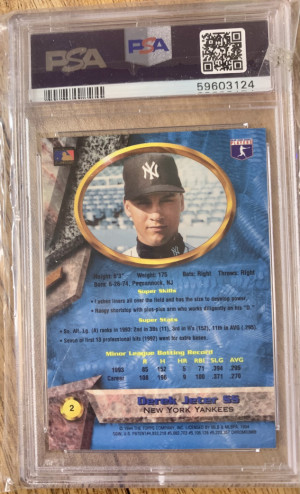 1994 Bowman's Best Derek Jeter Blue Chip #2 PSA 9 back
