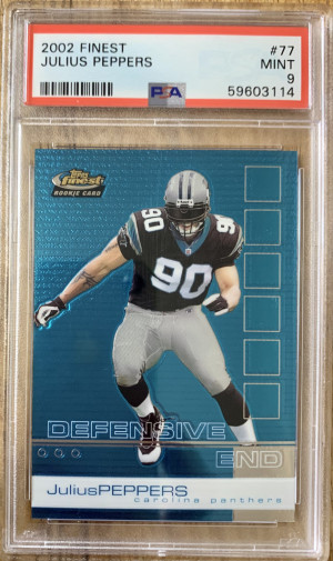 2002 Topps Finest Julius Peppers Rookie PSA 9 front