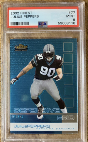 2002 Topps Finest Julius Peppers Rookie PSA 9 front