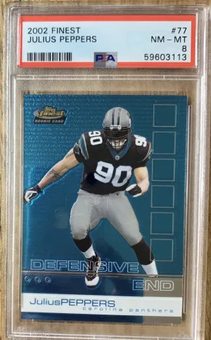 2002 Topps Finest Julius Peppers Rookie PSA 8 front