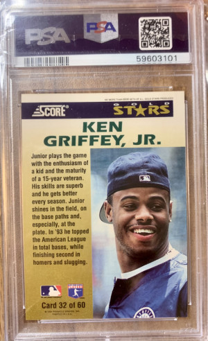 Ken Griffey Jr 1994 Score GOLD STARS #32 PSA 9 back