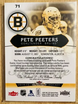 2014-15 Fleer Showcase White Hot Patch /18 Pete Peeters back