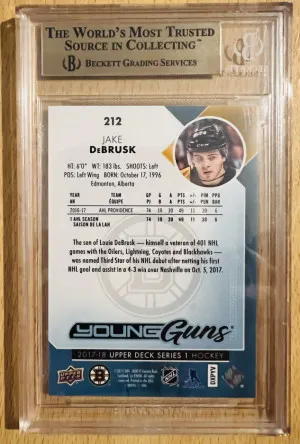 2017-18 Upper Deck Young Guns RC Jake DeBrusk back