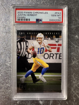 2020 Panini Chronicles PA-3 Justin Herbert RC PSA 10 front