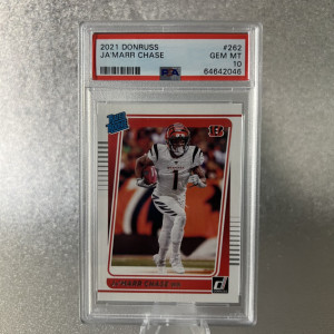 2021 DONRUSS 262 JA'MARR CHASE RC PSA 10 front