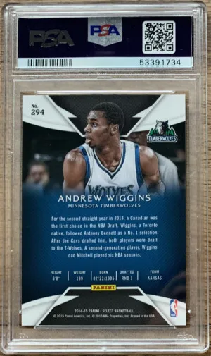 2014 Panini Select Andrew Wiggins #294 PSA 9 MINT Rookie RC back