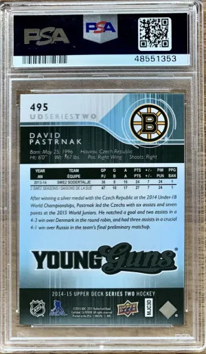 2014 Upper Deck David Pastrnak Young Guns PSA 10 back