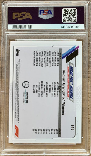 2021 Topps Chrome Formula 1 #140 Lewis Hamilton Black & White Raywave Refractor PSA 10 back