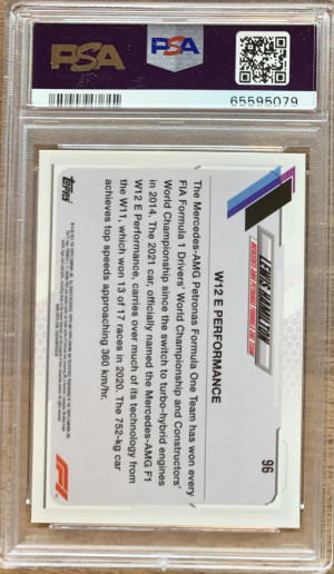2021 Topps Chrome Formula 1 Sapphire Edition #96 Lewis Hamilton PSA 10 back