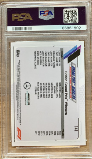2021 Topps Chrome Formula 1 #141 Lewis Hamilton Black & White Raywave Refractor PSA 10 back