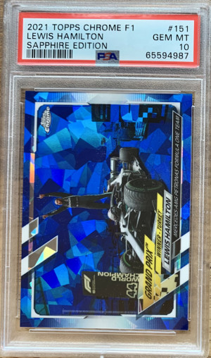 2021 Topps Chrome Formula 1 #151 Lewis Hamilton Saphire Edition PSA 10 front