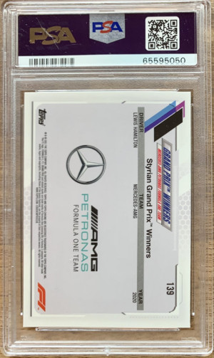 2021 Topps Chrome Formula 1 #139 Lewis Hamilton Saphire Edition PSA 10 back