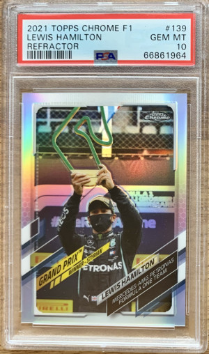 2021 Topps Chrome Formula 1 #139 Lewis Hamilton Refractor F1 PSA 10 front