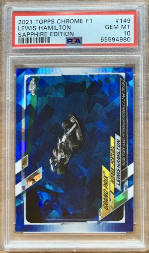 2021 Topps Chrome Formula 1 F1 Sapphire Edition #149 LEWIS HAMILTON PSA 10 GEM front