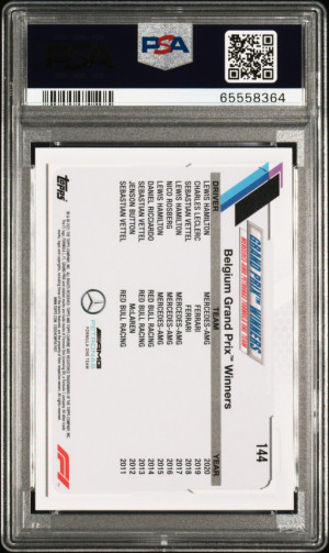 2021 Topps Chrome Formula 1 F1 Purple/Green Refractor #144 LEWIS HAMILTON PSA 10 back