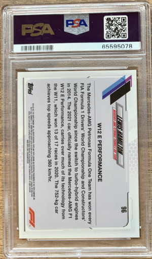 2021 Topps Chrome Formula 1 F1 Sapphire Edition #96 LEWIS HAMILTON PSA 10 back