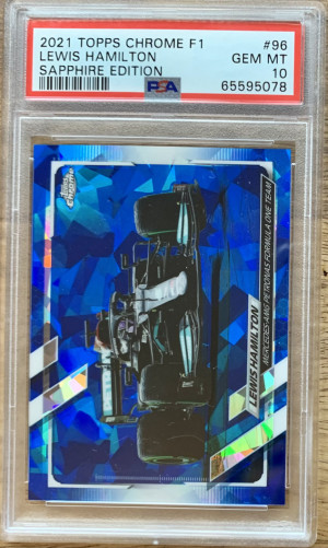 2021 Topps Chrome Formula 1 F1 Sapphire Edition #96 LEWIS HAMILTON PSA 10 front