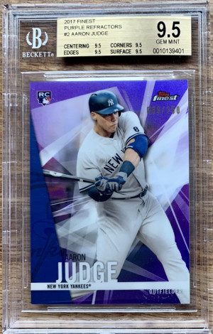 Aaron Judge 2017 Topps Finest Purple Refractor Rookie BGS 9.5 69/250 front