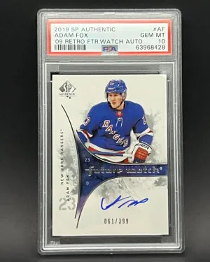 2019 SP Authentic Adam Fox ‘09 Retro Future Watch PSA 10 /399 front