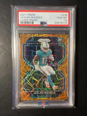 2021 Prizm Jaylen Waddle Lazer Prizm PSA 10 front