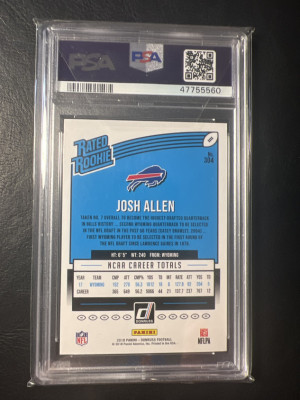 2018 Panini Donruss 304 Josh Allen RC PSA 10 back