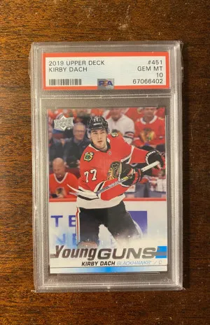 2019 Upper Deck Kirby Dach Young Guns PSA 10 front