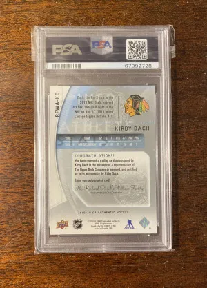 2019 SP Authentic Kirby Dach Retro Future Watch Auto /399 PSA 9 back