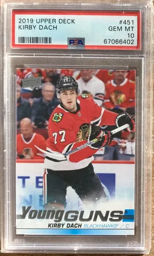 2019-20 UPPER DECK YOUNG GUNS KIRBY DACH RC ROOKIE #451 PSA 10 front