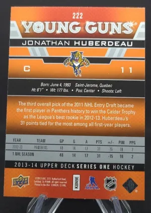 Jonathan Huberdeau 2013-14 Upper Deck Young Guns #222 back