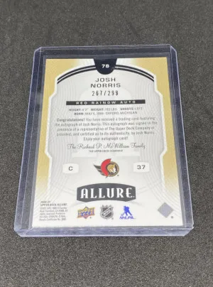 2020-21 Upper Deck Allure Josh Norris Red Rainbow Auto RC /299 #78 back