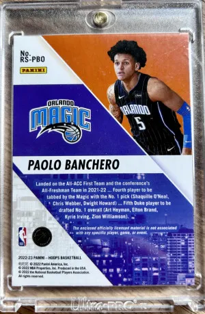 2022-23 NBA Hoops Paolo Banchero Rise N Shine Memorabilia Rookie Card back