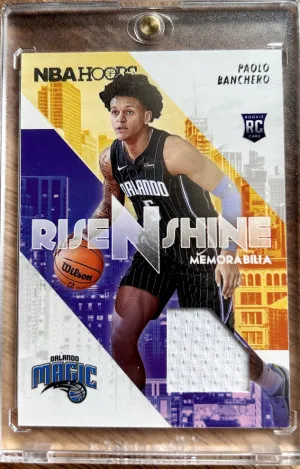 2022-23 NBA Hoops Paolo Banchero Rise N Shine Memorabilia Rookie Card front