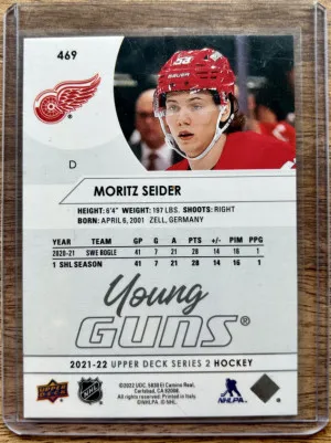 2021-22 Upper Deck Series 2 Moritz Seider Young Guns Rookie back