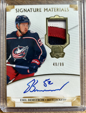 EMIL BEMSTROM 2019-20 The Cup Signature Materials Auto Patch /99 front
