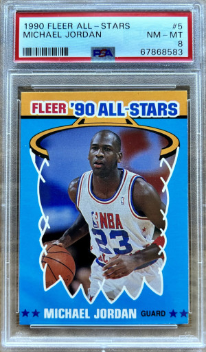 1990 Fleer All-Stars Michael Jordan Chicago Bulls #5 Basketball Card PSA 8 NM-MT front