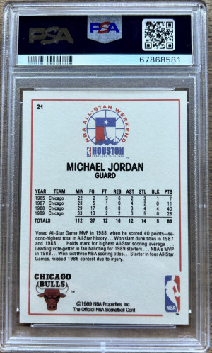 1989 Hoops All-Star Michael Jordan #21 PSA 9 MINT HOF GOAT Chicago Bulls back
